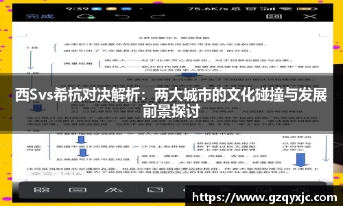 西Svs希杭对决解析：两大城市的文化碰撞与发展前景探讨